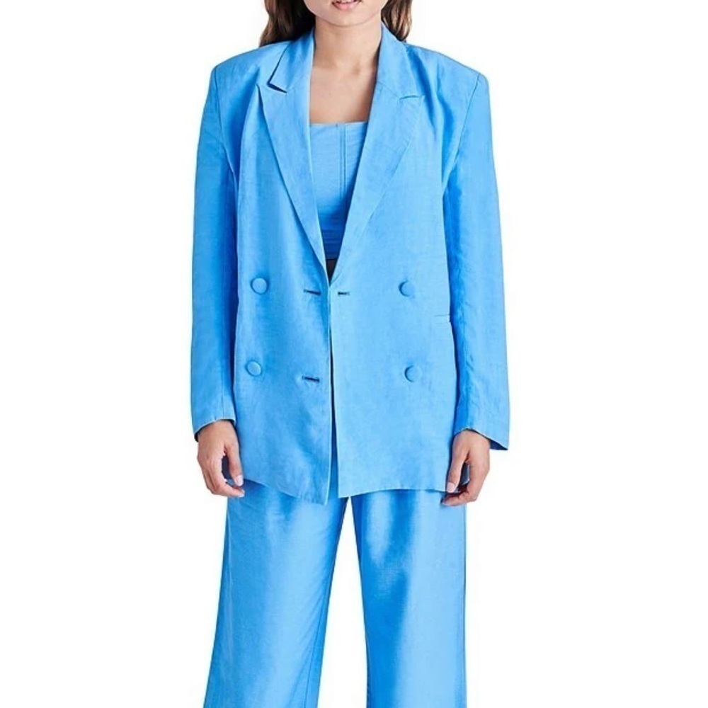 NWT Steve Madden Size L Baldwin V-Neck Long Sleeve Linen Statement Blazer